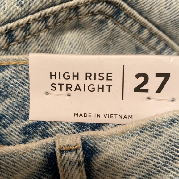 PacSun light wash distressed hi rise raw hem jeans button fly size 27 New - Picture 5 of 8